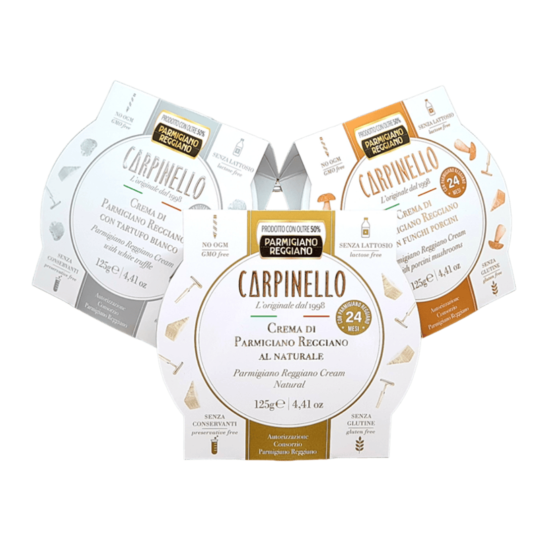 Kit degustazione crema di Parmigiano Reggiano Carpinello linea Classic in vaschetta