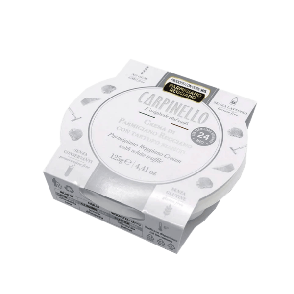 Carpinello crema di Parmigiano Reggiano al tartufo bianco, linea Classic in confezione vaschetta 125 gr