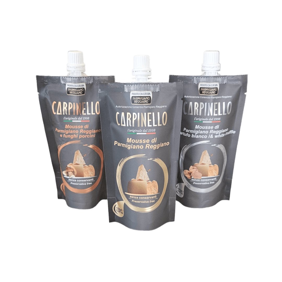 Kit degustazione crema di Parmigiano Reggiano Carpinello linea Chef in doypack
