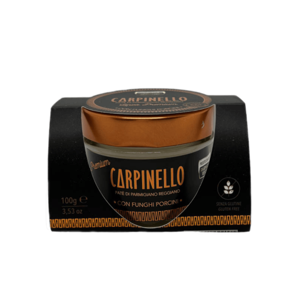 Carpinello crema di Parmigiano Reggiano ai funghi porcini, linea Premium in confezione vasetto di vetro 100 gr
