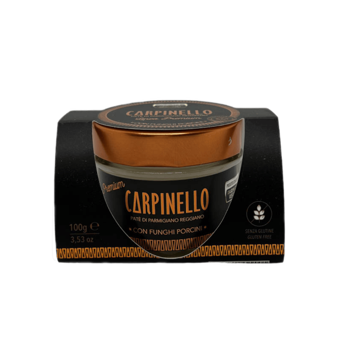 Carpinello crema di Parmigiano Reggiano ai funghi porcini, linea Premium in confezione vasetto di vetro 100 gr