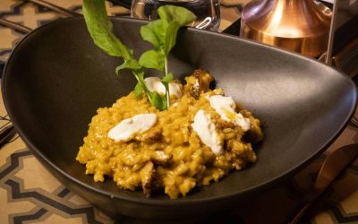 Risotto cremoso ai funghi carpinelli con crema di Parmigiano